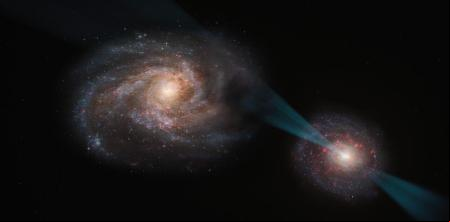 Los astrónomos observan una verdadera Guerra de las Galaxias: una galaxia atacando a otra con la radiación de su agujero negro como una lanza