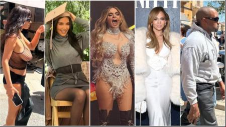 Bianca Censori, Kim Kardashian, Melody, Jennifer Lopez y Kanye West