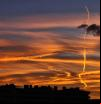 Puesta de sol de chimenea en Barcelona