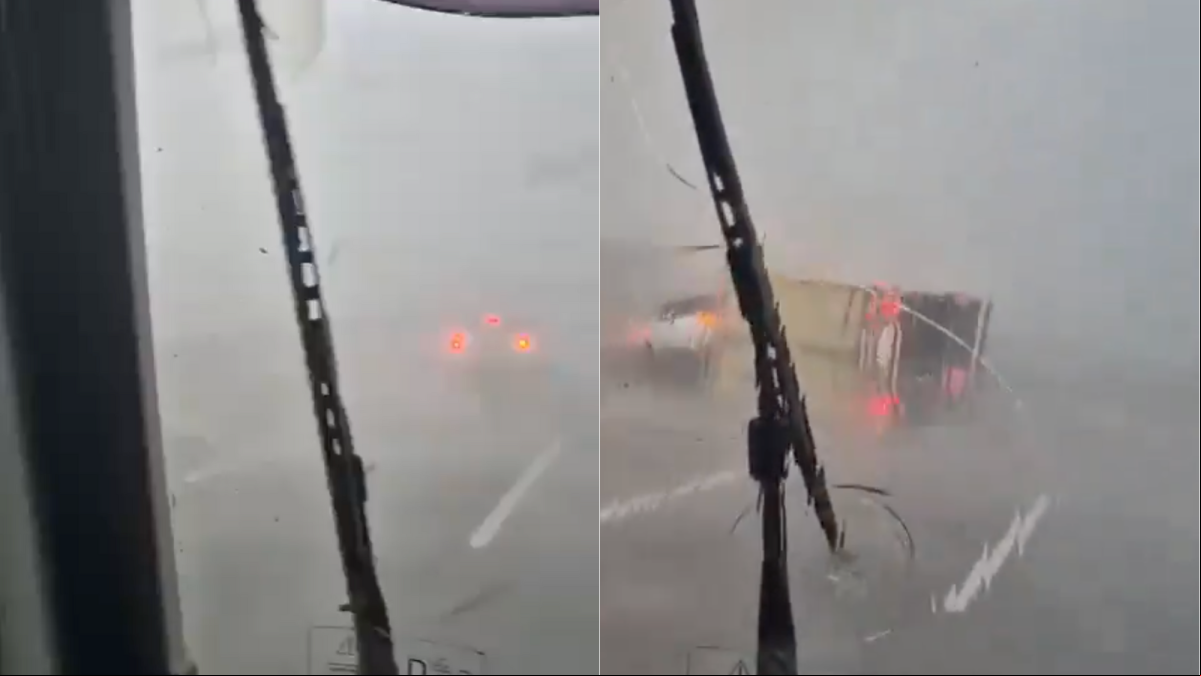 La agonía de un camionero grabando un tornado que ha azotado la autovía A-3, entre Valencia y Madrid