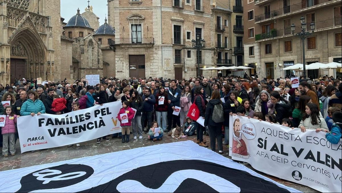 Diversas concentraciones rechazan en las calles valencianas la consulta sobre la lengua base