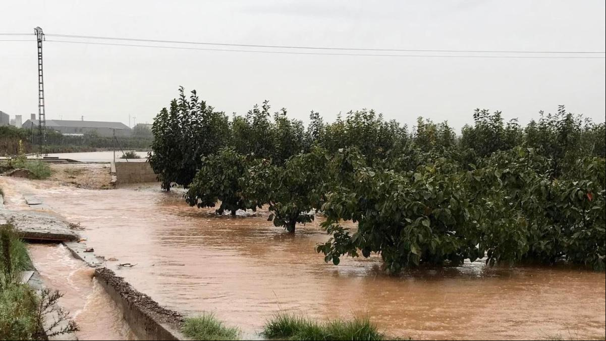 Los bomberos rescatan a los ocupantes de dos coches atrapados por la lluvia en Alginet