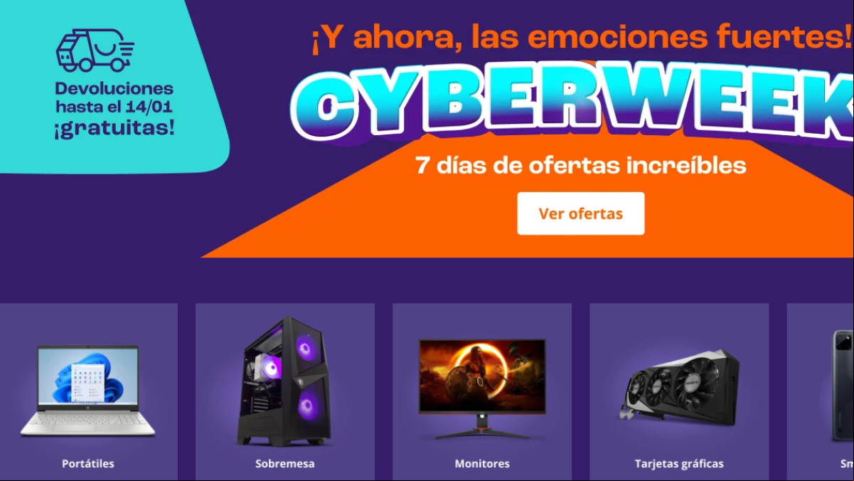 El Cyber Monday de PcComponentes se alarga una semana con descuentos de hasta un 70%