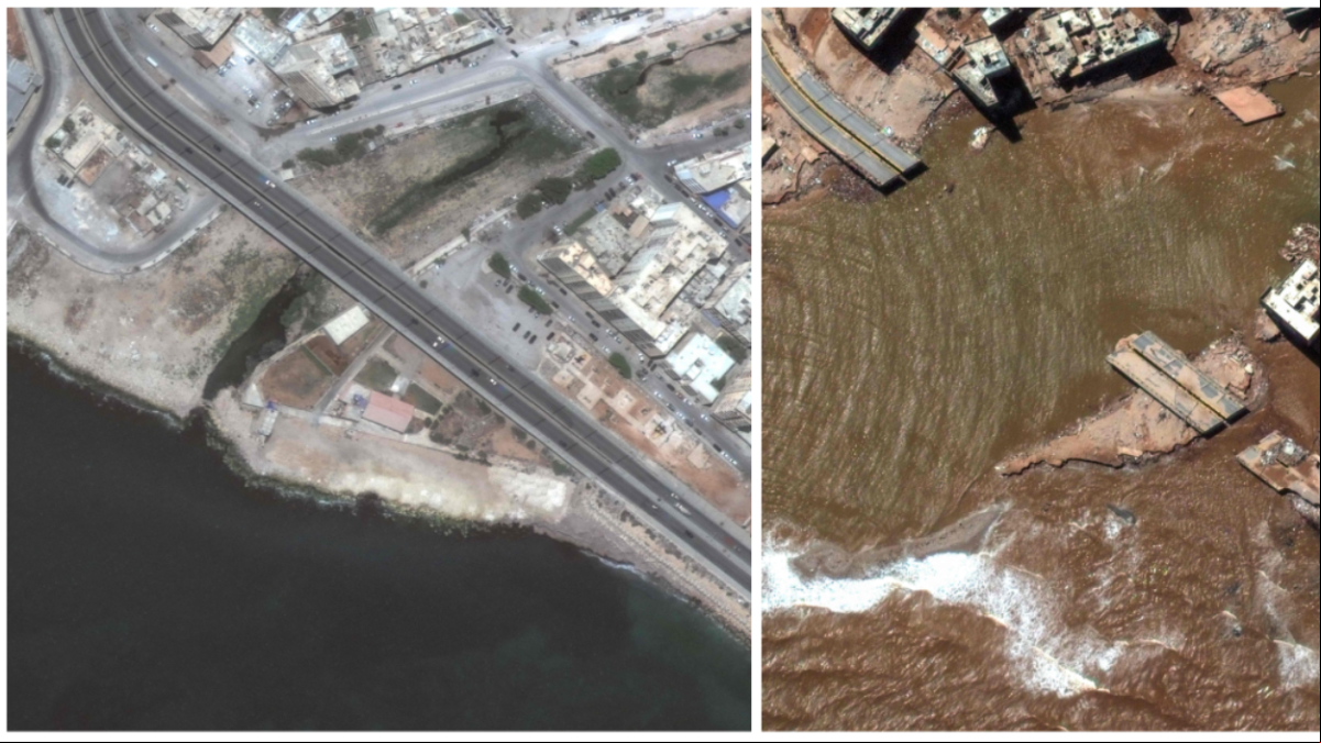 El antes y el después de la catástrofe en Libia
