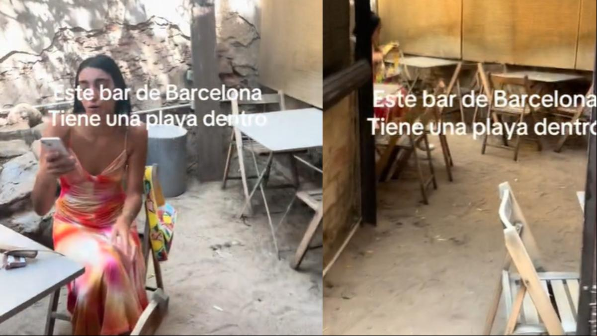 Enseña un bar de Barcelona con playa en su interior y le llueven las críticas: “En mi balcón tengo una, digo la caja del gato”