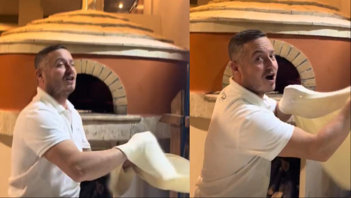 Graba cómo hacen una pizza en directo y acaba con la masa encima: “Sus pensamientos intrusivos ganaron”