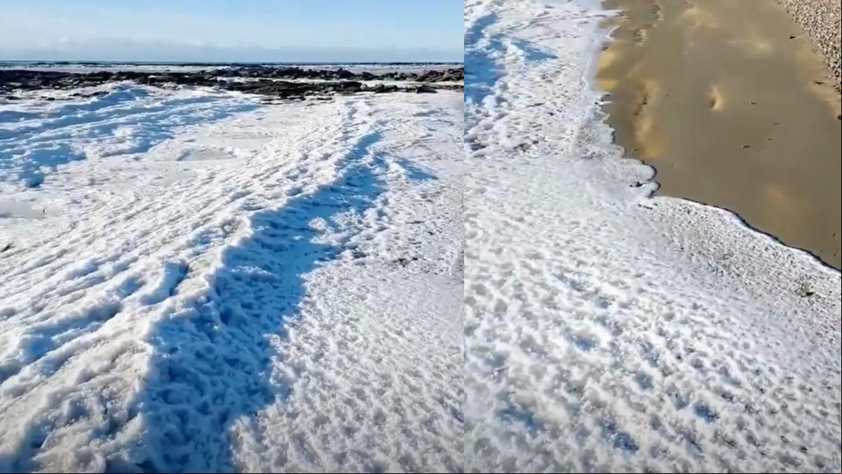 El frío extremo congela el mar en Tierra del Fuego