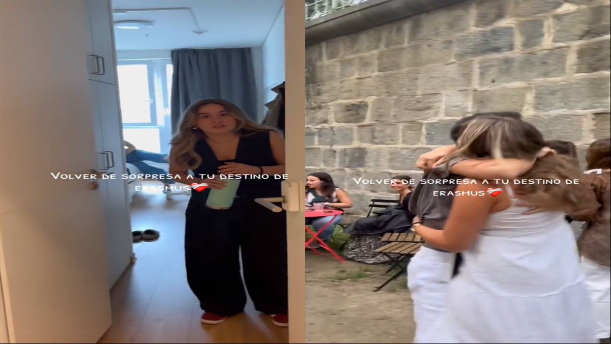 El emocionante reencuentro de una española tras volver por sorpresa a su destino de Erasmus