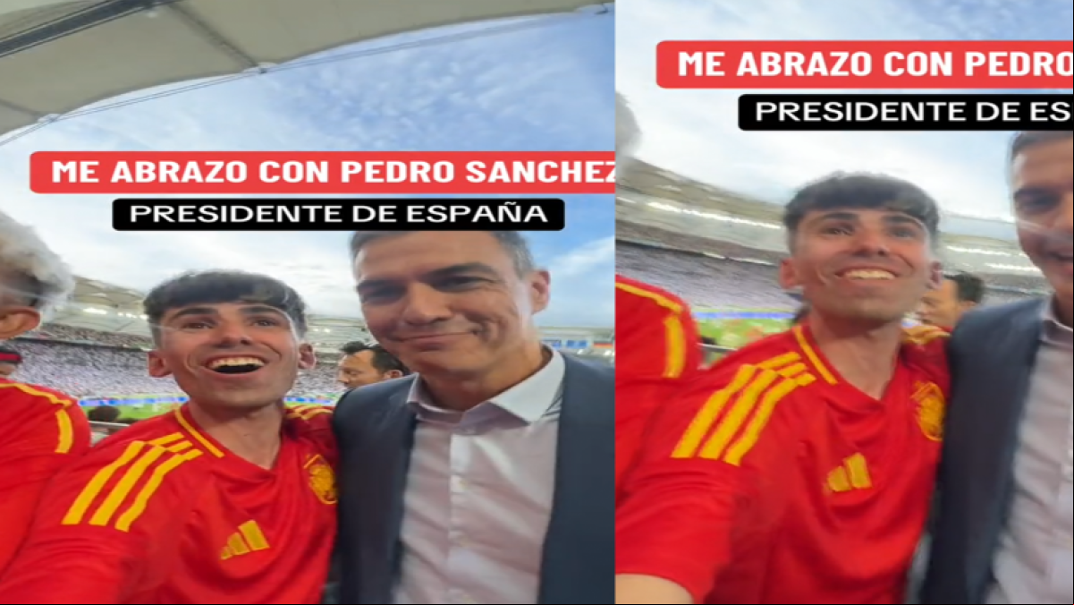El momento de gloria de un tiktoker que celebra con Pedro Sánchez la victoria de España: “Presi... vamos”