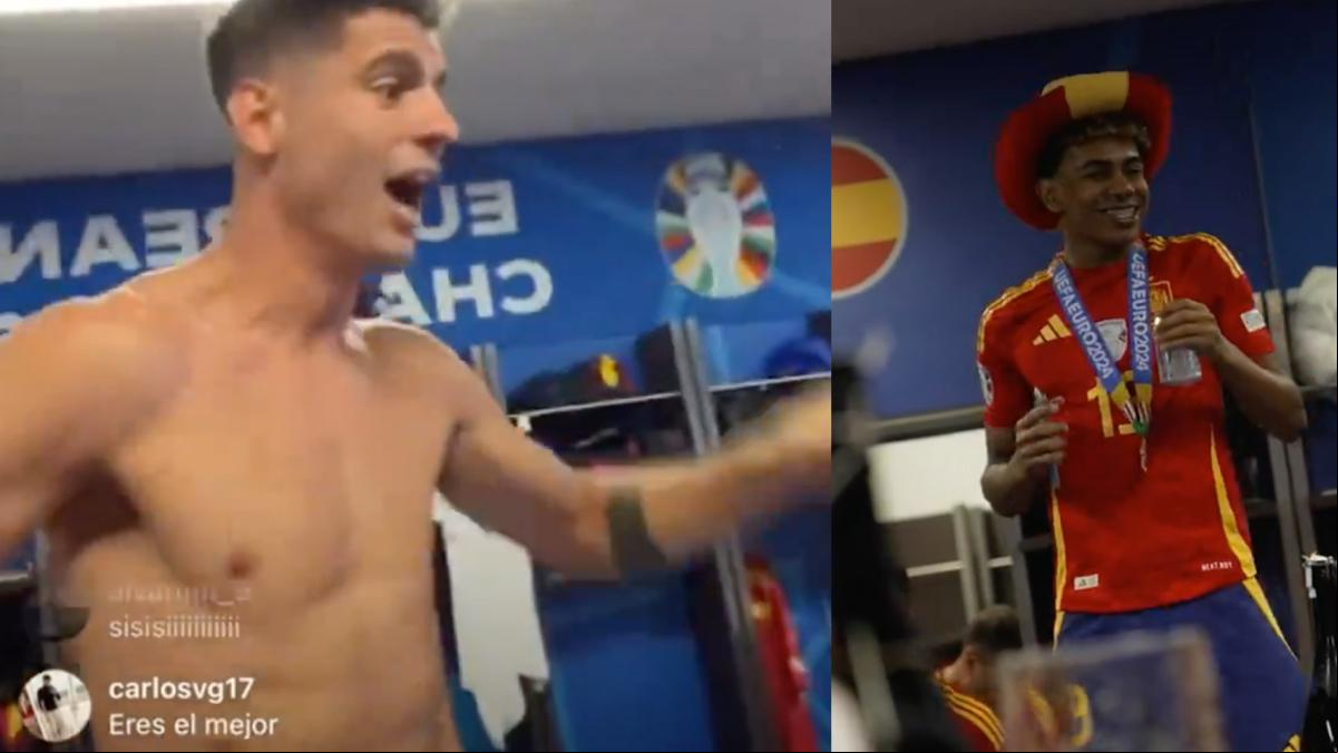Así ha sido la celebración de la selección dentro del vestuario: Morata desatado y Lamine bailando con Nico