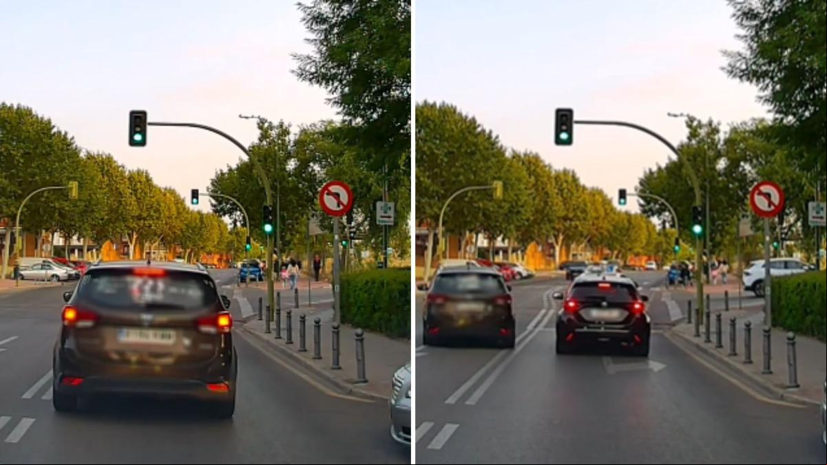 Graba un temerario adelantamiento en un semáforo de Móstoles y la gente alucina: “Nunca debió ir a la autoescuela”