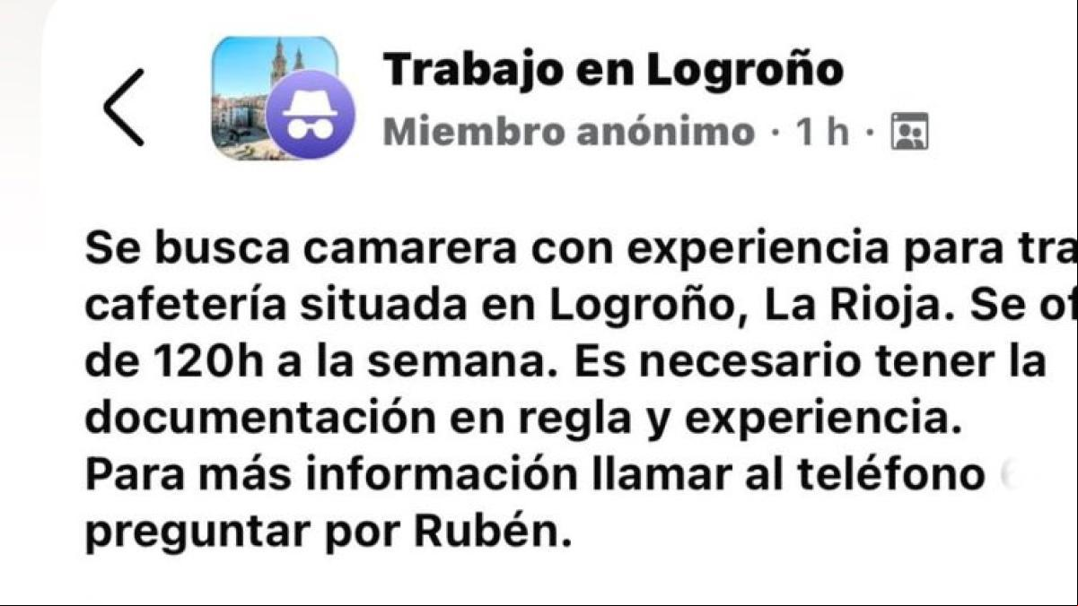 El vergonzoso horario de una oferta de trabajo para camarera que ha incendiado las redes sociales: “También ofrecen insomnio para los que aceptan”