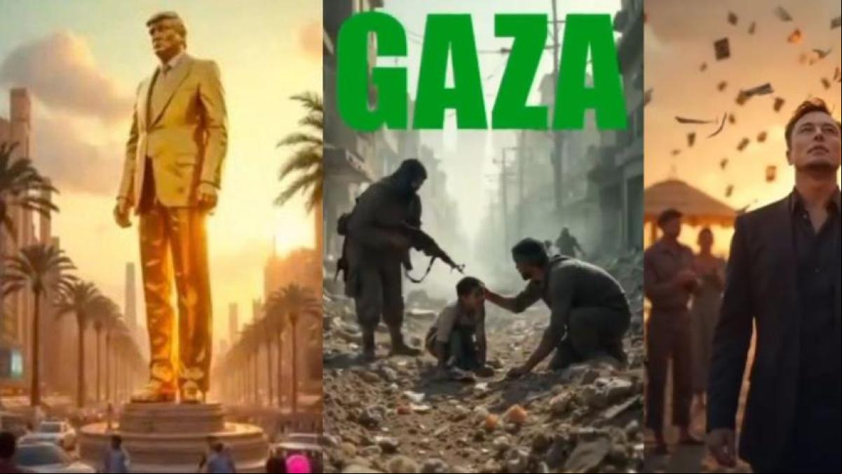 Trump imagina su resort en Gaza con IA: estatuas de oro, de copas con Netanyahu y una lluvia de billetes sobre Musk