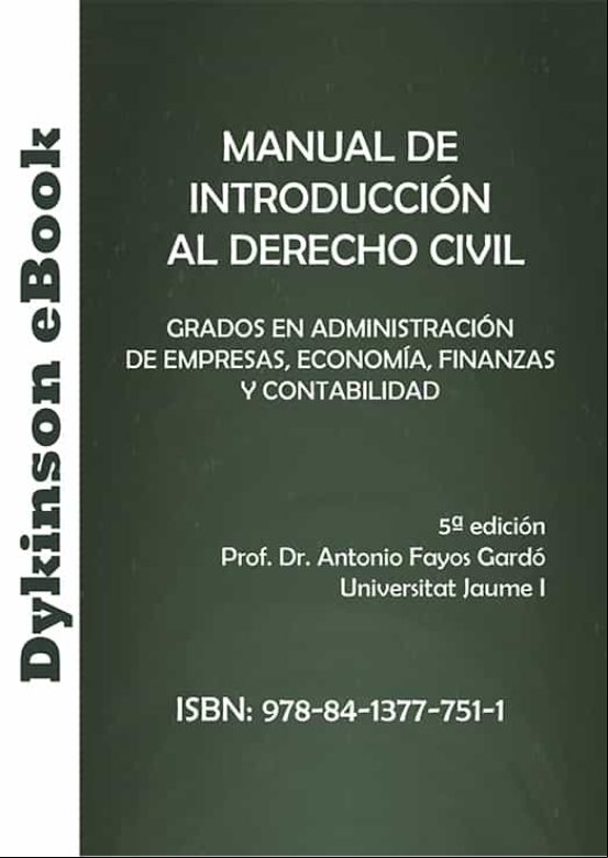 Manual De Introducción Al Derecho Civil. Grados En istración De E