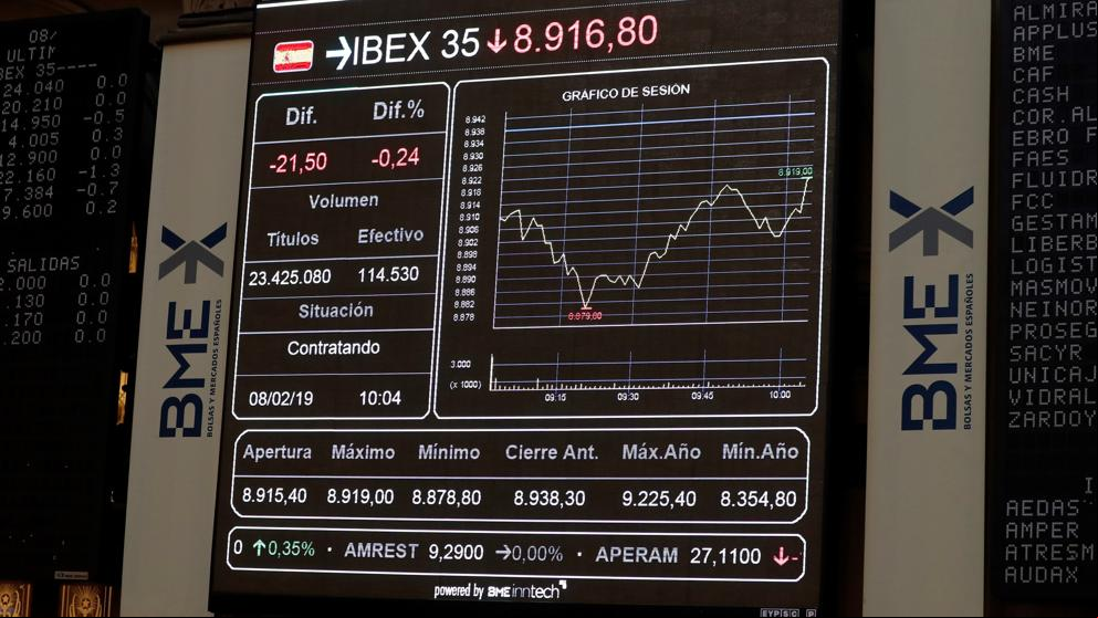 El Ibex 35 recupera los 8.900 puntos en un arranque de semana positivo