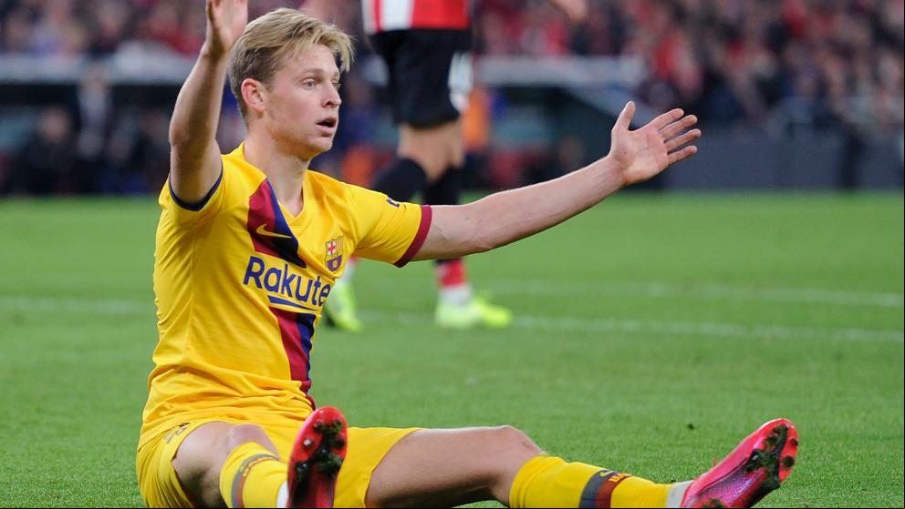 El Barça reclama penalti sobre De Jong en San Mamés