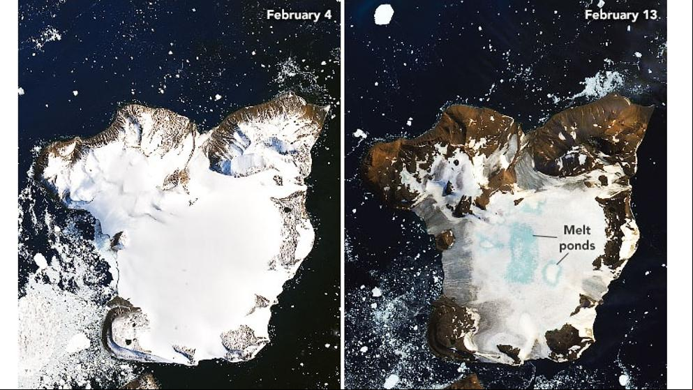 Los días más calurosos en la Antártida: así se ve el deshielo desde el espacio